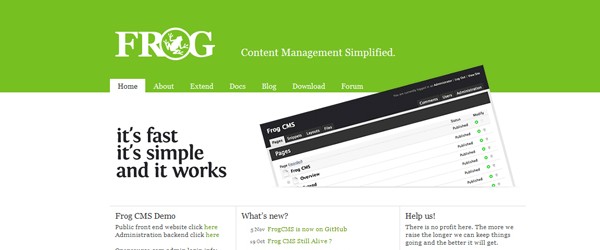 Top 15  Content Management systems (CMS)-frogcms